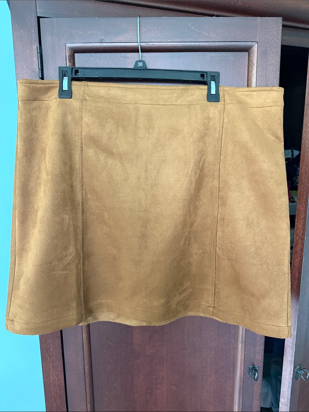 Loft A-Line Faux Suede Skirt in Camel